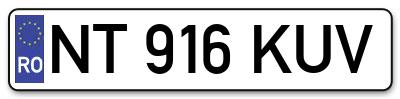 Placuta inmatriculare numar auto  NT-916-KUV, NT 916 KUV, NT916KUV