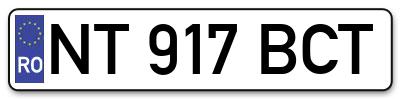 Placuta inmatriculare numar auto  NT-917-BCT, NT 917 BCT, NT917BCT