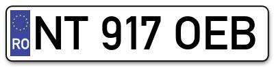 Placuta inmatriculare numar auto  NT-917-OEB, NT 917 OEB, NT917OEB