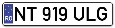Placuta inmatriculare numar auto  NT-919-ULG, NT 919 ULG, NT919ULG