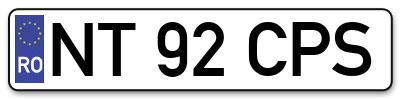 Placuta inmatriculare numar auto  NT-92-CPS, NT 92 CPS, NT92CPS