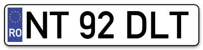 Placuta inmatriculare numar auto  NT-92-DLT, NT 92 DLT, NT92DLT