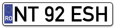 Placuta inmatriculare numar auto  NT-92-ESH, NT 92 ESH, NT92ESH