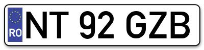 Placuta inmatriculare numar auto  NT-92-GZB, NT 92 GZB, NT92GZB