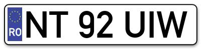Placuta inmatriculare numar auto  NT-92-UIW, NT 92 UIW, NT92UIW