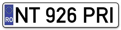 Placuta inmatriculare numar auto  NT-926-PRI, NT 926 PRI, NT926PRI
