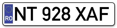 Placuta inmatriculare numar auto  NT-928-XAF, NT 928 XAF, NT928XAF