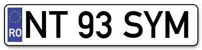 Placuta inmatriculare numar auto  NT-93-SYM, NT 93 SYM, NT93SYM
