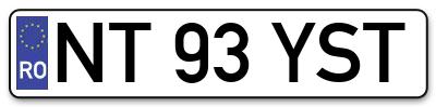 Placuta inmatriculare numar auto  NT-93-YST, NT 93 YST, NT93YST