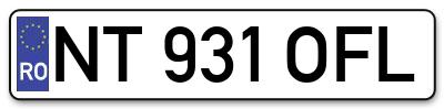 Placuta inmatriculare numar auto  NT-931-OFL, NT 931 OFL, NT931OFL
