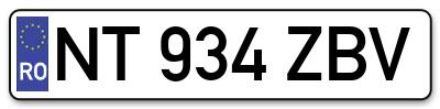 Placuta inmatriculare numar auto  NT-934-ZBV, NT 934 ZBV, NT934ZBV