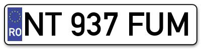 Placuta inmatriculare numar auto  NT-937-FUM, NT 937 FUM, NT937FUM
