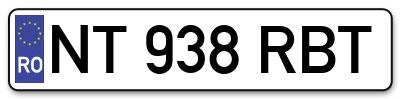 Placuta inmatriculare numar auto  NT-938-RBT, NT 938 RBT, NT938RBT