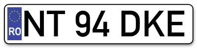 Placuta inmatriculare numar auto  NT-94-DKE, NT 94 DKE, NT94DKE