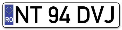 Placuta inmatriculare numar auto  NT-94-DVJ, NT 94 DVJ, NT94DVJ