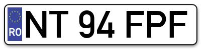 Placuta inmatriculare numar auto  NT-94-FPF, NT 94 FPF, NT94FPF