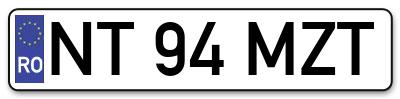 Placuta inmatriculare numar auto  NT-94-MZT, NT 94 MZT, NT94MZT