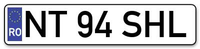 Placuta inmatriculare numar auto  NT-94-SHL, NT 94 SHL, NT94SHL