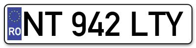 Placuta inmatriculare numar auto  NT-942-LTY, NT 942 LTY, NT942LTY