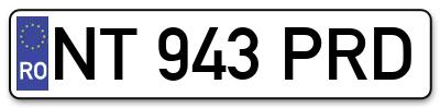 Placuta inmatriculare numar auto  NT-943-PRD, NT 943 PRD, NT943PRD