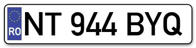 Placuta inmatriculare numar auto  NT-944-BYQ, NT 944 BYQ, NT944BYQ