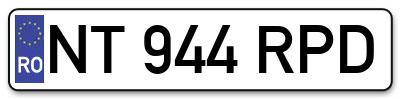 Placuta inmatriculare numar auto  NT-944-RPD, NT 944 RPD, NT944RPD