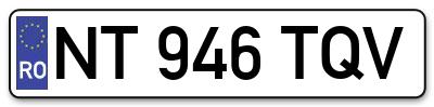 Placuta inmatriculare numar auto  NT-946-TQV, NT 946 TQV, NT946TQV