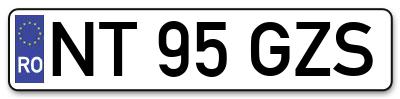 Placuta inmatriculare numar auto  NT-95-GZS, NT 95 GZS, NT95GZS