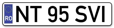 Placuta inmatriculare numar auto  NT-95-SVI, NT 95 SVI, NT95SVI