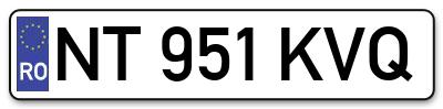 Placuta inmatriculare numar auto  NT-951-KVQ, NT 951 KVQ, NT951KVQ