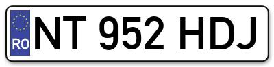 Placuta inmatriculare numar auto  NT-952-HDJ, NT 952 HDJ, NT952HDJ