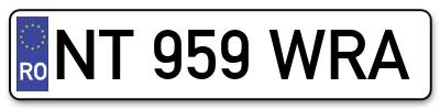 Placuta inmatriculare numar auto  NT-959-WRA, NT 959 WRA, NT959WRA