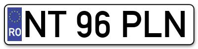 Placuta inmatriculare numar auto  NT-96-PLN, NT 96 PLN, NT96PLN