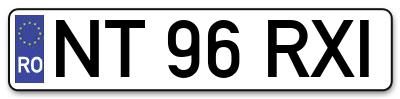 Placuta inmatriculare numar auto  NT-96-RXI, NT 96 RXI, NT96RXI