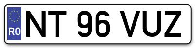 Placuta inmatriculare numar auto  NT-96-VUZ, NT 96 VUZ, NT96VUZ