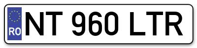 Placuta inmatriculare numar auto  NT-960-LTR, NT 960 LTR, NT960LTR