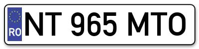 Placuta inmatriculare numar auto  NT-965-MTO, NT 965 MTO, NT965MTO