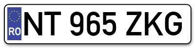 Placuta inmatriculare numar auto  NT-965-ZKG, NT 965 ZKG, NT965ZKG