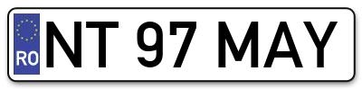 Placuta inmatriculare numar auto  NT-97-MAY, NT 97 MAY, NT97MAY