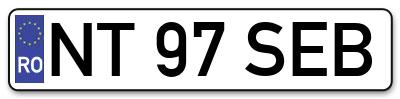 Placuta inmatriculare numar auto  NT-97-SEB, NT 97 SEB, NT97SEB