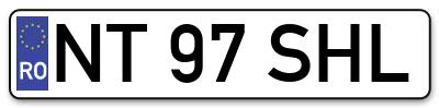 Placuta inmatriculare numar auto  NT-97-SHL, NT 97 SHL, NT97SHL