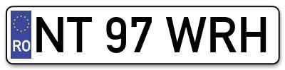 Placuta inmatriculare numar auto  NT-97-WRH, NT 97 WRH, NT97WRH