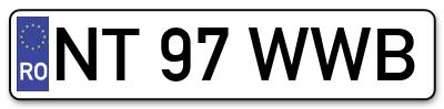 Placuta inmatriculare numar auto  NT-97-WWB, NT 97 WWB, NT97WWB