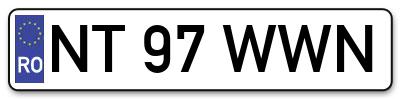 Placuta inmatriculare numar auto  NT-97-WWN, NT 97 WWN, NT97WWN