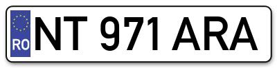 Placuta inmatriculare numar auto  NT-971-ARA, NT 971 ARA, NT971ARA