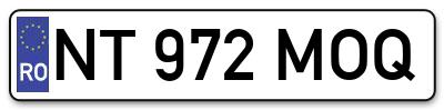 Placuta inmatriculare numar auto  NT-972-MOQ, NT 972 MOQ, NT972MOQ