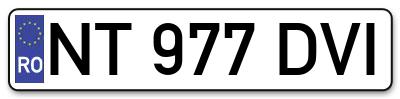 Placuta inmatriculare numar auto  NT-977-DVI, NT 977 DVI, NT977DVI