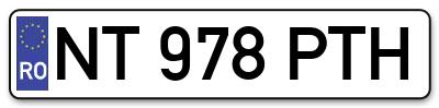 Placuta inmatriculare numar auto  NT-978-PTH, NT 978 PTH, NT978PTH