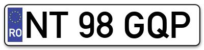 Placuta inmatriculare numar auto  NT-98-GQP, NT 98 GQP, NT98GQP