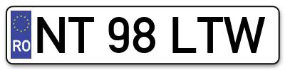 Placuta inmatriculare numar auto  NT-98-LTW, NT 98 LTW, NT98LTW